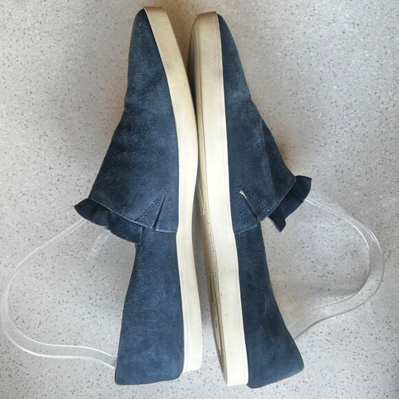 Kenneth Cole Gentle Souls Womens Size 9 Blue Suede Flats With Ruffled Trim - Picture 6 of 12